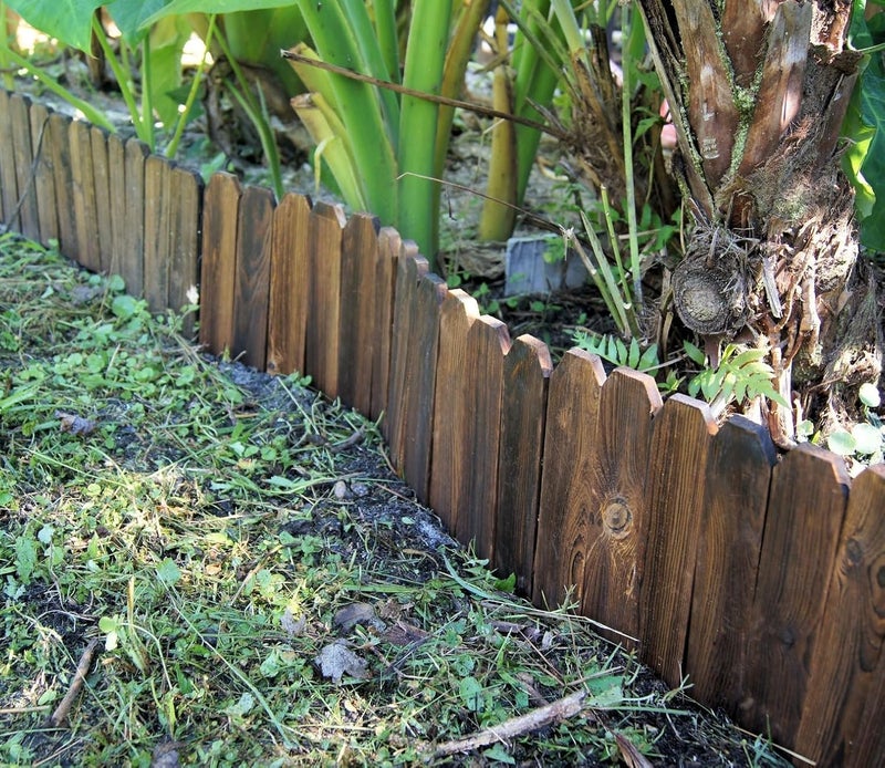 ciAmore Wood Fence Border for Garden Beds – 9.8" H x 47" L Wooden Landscape Edging Panels, Rustic Decorative Outdoor Divider for Lawn, Path, and Yard Design (3-Pack, Covers 11.75 Ft) - Image 3